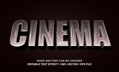Cinema editable text effect template, metal texture effect bold sliver glossy style, premium vector - obrazy, fototapety, plakaty
