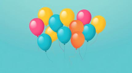 Colorful Balloon Celebration: A Joyful Birthday Party in a Blue Sky