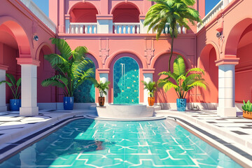 Obraz na płótnie Canvas Game background 3d stylish architecture illustration