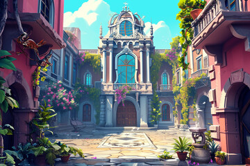 Game background 3d stylish architecture illustration