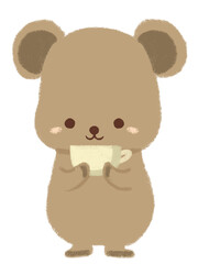 カップを持つナキウサギのイラスト