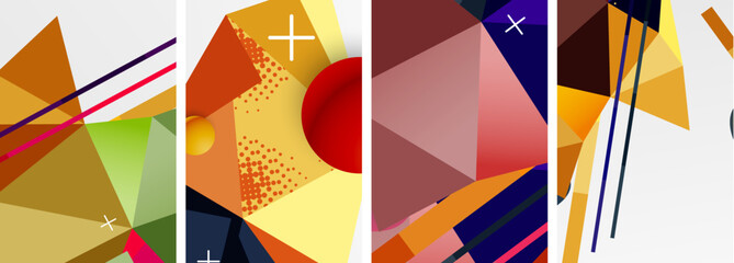 Geometric elements in abstract poster composition set. Vector illustration For Wallpaper, Banner, Background, Card, Book Illustration, landing page