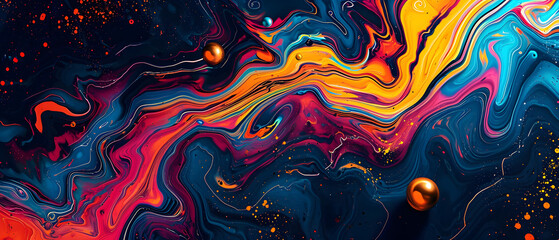 A vibrant explosion of modern abstract art, showcasing a mesmerizing blend of colorful swirls and intricate fractal patterns