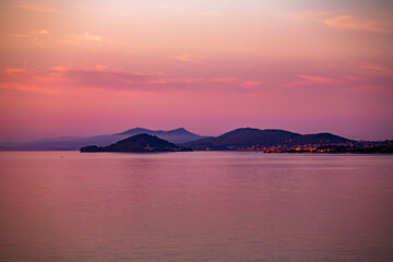 Naklejka na ściany i meble Sunrise over city Rijeka in Croatia