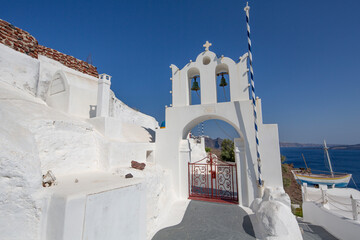 View of Oia town in Santorini island in Greece
