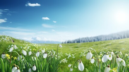 Sunrise Over Meadow Blooming with White Flowers