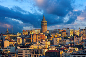 View of the Galata Tower. Istanbul, Turkey. - 711177946