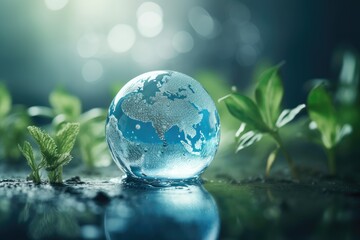 eco concept It shows the collaborative efforts of people who care for the earth, the importance of water, land, forests and animals.