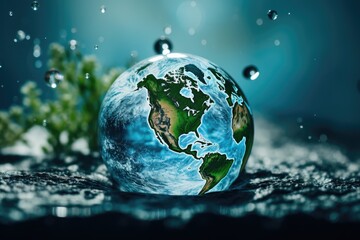 eco concept It shows the collaborative efforts of people who care for the earth, the importance of water, land, forests and animals.