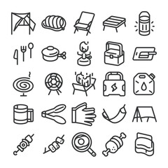 キャンプ アウトドア アイコン セット