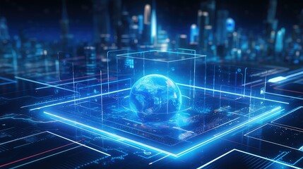 web blue internet background illustration network communication, cyberspace data, information website web blue internet background