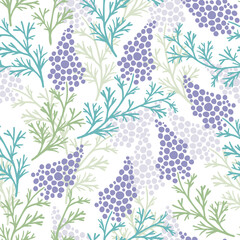 Hyacinth Bloom and Pine Leaves in Pastel Pattern