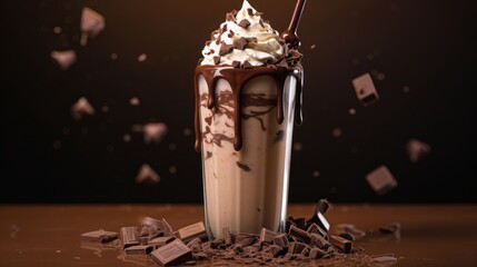 Delicious Chocolate Milkshake With Whipped Cream