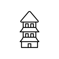 Japanese temple outline icons, minimalist vector illustration ,simple transparent graphic element .Isolated on white background