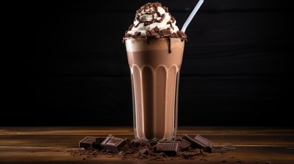Delicious Chocolate Milkshake With Whipped Cream