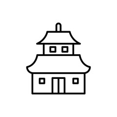 Japanese temple outline icons, minimalist vector illustration ,simple transparent graphic element .Isolated on white background