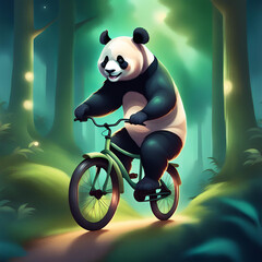 panda bear on a bicycle