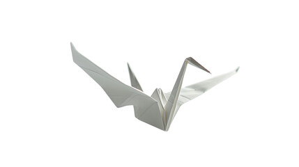 Fototapeta na wymiar White Origami Bird in Flight, A Simple and Elegant Symbol of Freedom and Grace