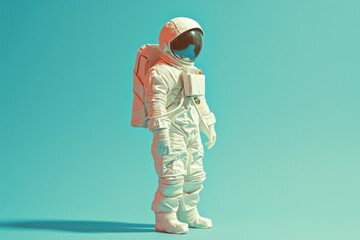Fototapeta na wymiar astronaut on a plain colored background, natural light, documentary and paper style