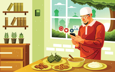 Celebrating Eid with Delicious Food Illustration