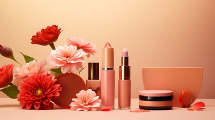 Obraz na płótnie Canvas Elegant Cosmetic Products Background