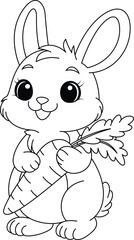 Bunny and carrot coloring page