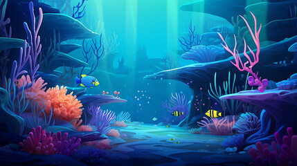 Fototapeta na wymiar cartoon seamless underwater background