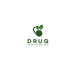 Herbal Drug, Pill, Capsule logo design template. Vector medical tablet logotype pharmacy logo design.