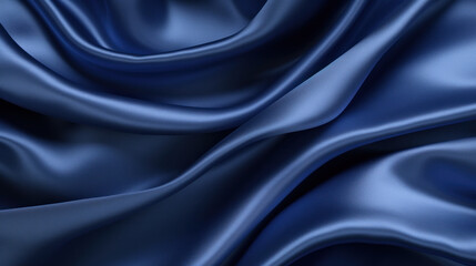 Fototapeta premium Smooth waves of rich blue satin cloth present an exquisite and lush texture for a luxurious background.