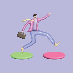 Change job or career. Improvement or progression concept. Realistic 3d object cartoon style.