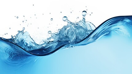 A Close-up of Blue water, spiral, liquid, splash, swirling wave, white isolated background.