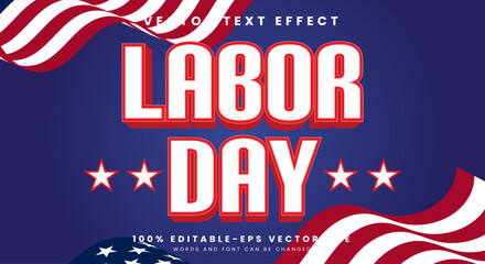 Labor day 3d editable text effect Template suitable for labor day event with flag