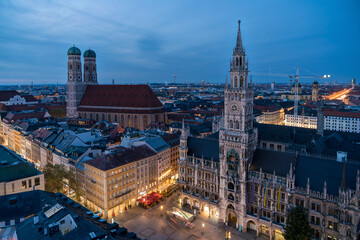Obraz premium Munich Cityscape Aerial with Historic Marienplatz
