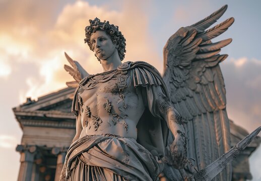 a statue of an angel with wings