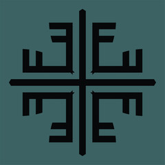 Obraz premium Black abstract monogram or Arabic ceramic motifs on a dark background