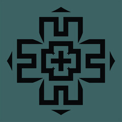 Obraz premium Black abstract monogram or Arabic ceramic motifs on a dark background