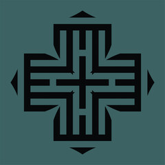 Black abstract monogram or Arabic ceramic motifs on a dark background