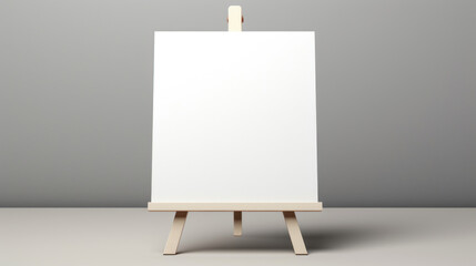Empty White Canvas on Wooden Easel