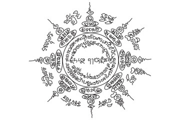 Yantras from the 8 directions in Thai tradition for tattooing