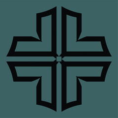 Fototapeta premium Black abstract monogram or Arabic ceramic motifs on a dark background