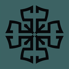 Fototapeta premium Black abstract monogram or Arabic ceramic motifs on a dark background