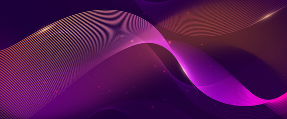 Purple violet orange and black vector abstract line modern tech on neon background. Abstract technology wave lines background