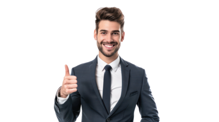 Smart businessman standing with confidence isolated on background.