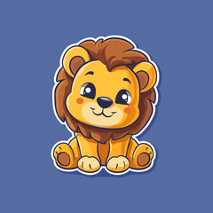 Cute baby lion sticker vector illustration