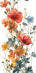 orange poppy illustration in watercolor painting style poppy flowers painting style for wall art, craft work, card, wallpaper and background 