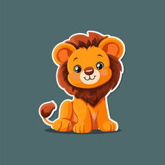 Obraz na płótnie Canvas Cute baby lion sticker vector illustration