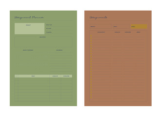 2 set of Assignment Planner. vector illustration. Minimalist planner template set