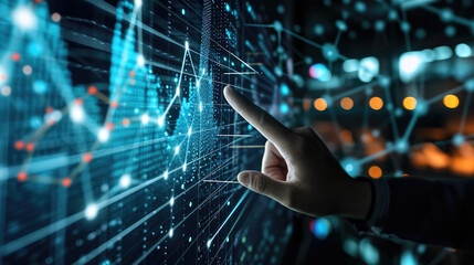 Fototapeta premium Virtual Interface Wallpaper and Background for Professional Presentation, great for Annual Reports, PowerPoint Slides, Technology, Futuristic Environments, ideas and Artificial Intelligence