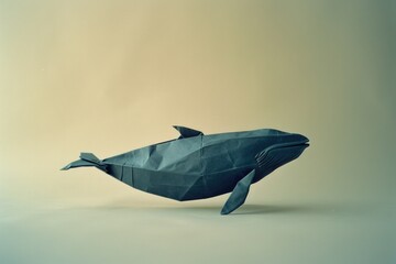 whale on a plain colored background, natural light, paper style
