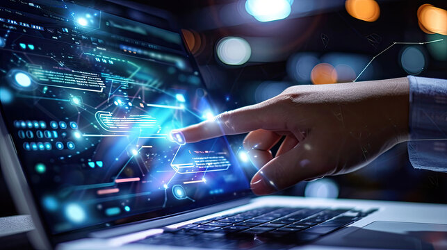 Virtual Interface Wallpaper and Background for Professional Presentation, great for  Annual Reports, PowerPoint Slides, Technology, Futuristic Environments, ideas Artificial Intelligence